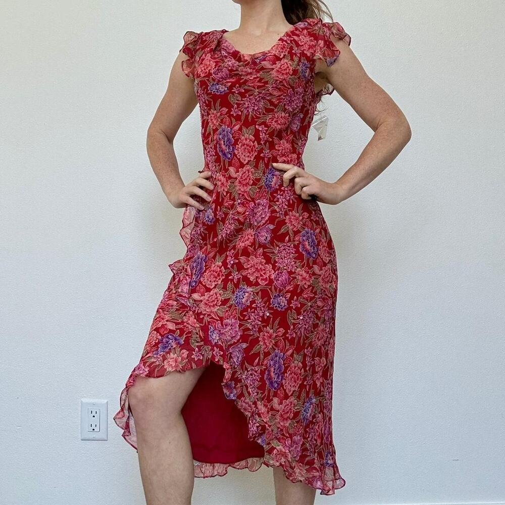 Robbie bee vintage 90s cowl neck silk dress